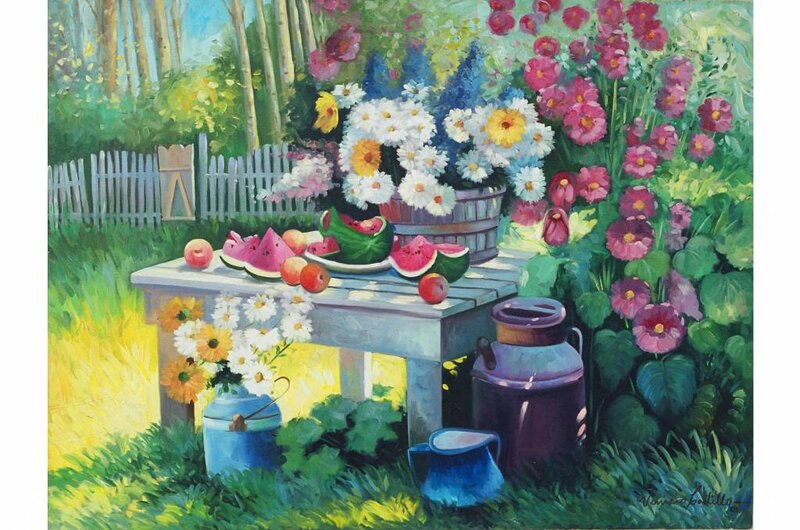Table with Fruit and Flowers