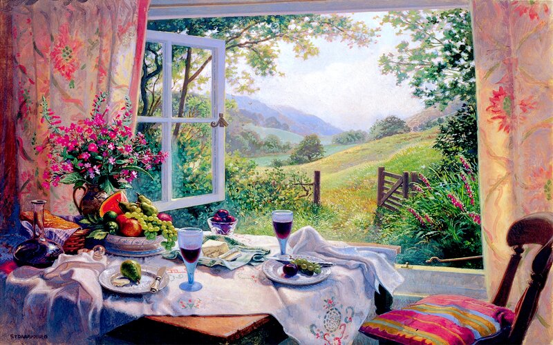 Table with Fruit and Wine