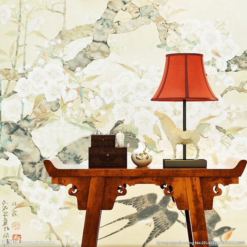 Table with Lamp and Decor