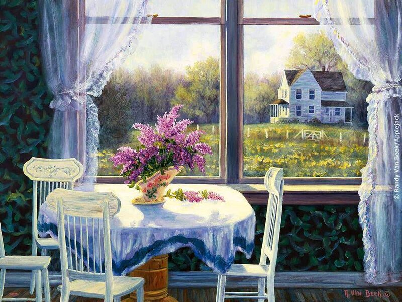 Table with Lilac Flowers