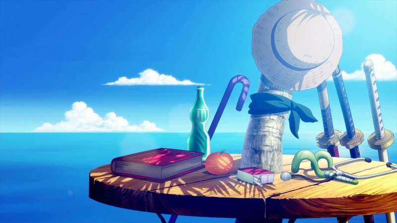 Table with Personal Items — Blue