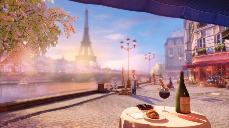 Table with Wine and Croissant