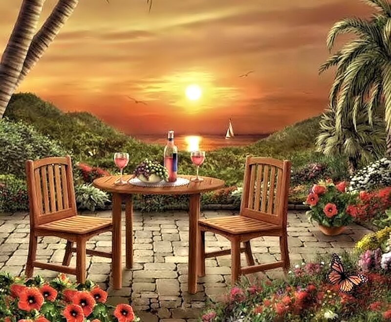 Table with Wine Glasses