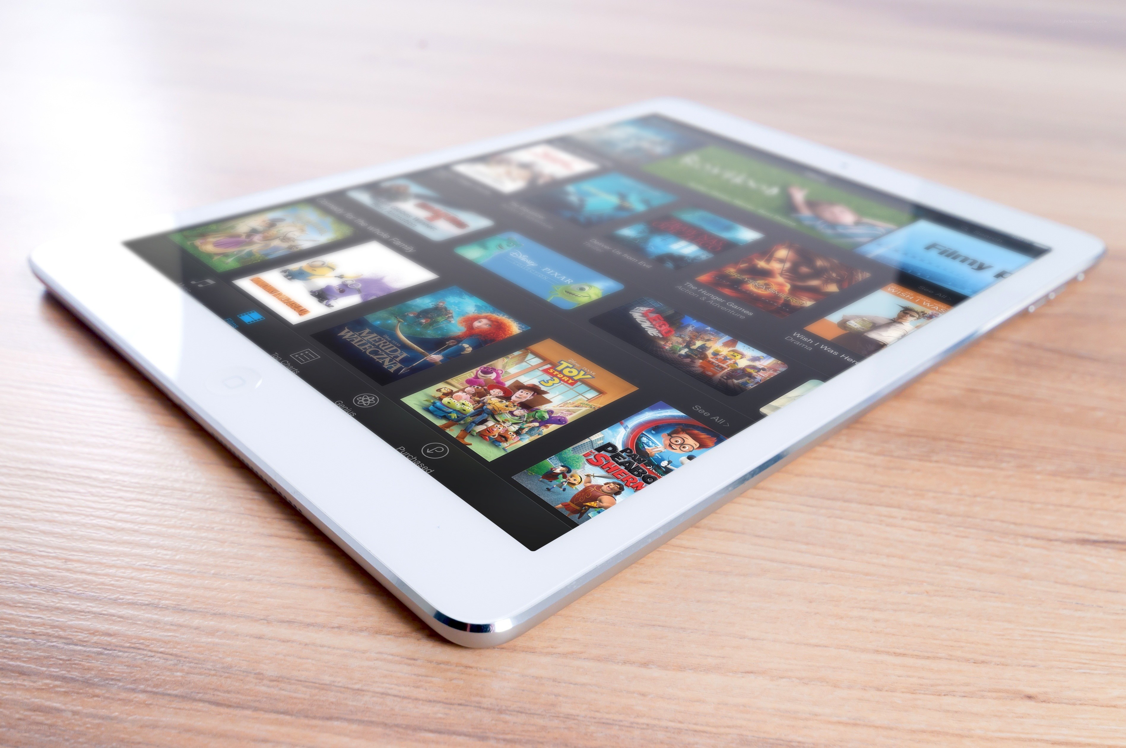 Tablet displaying movie app
