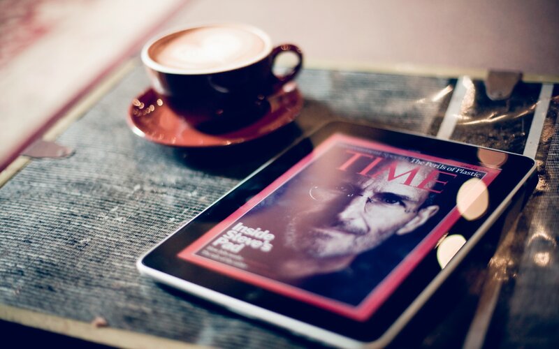 Tablet Displaying TIME Magazine