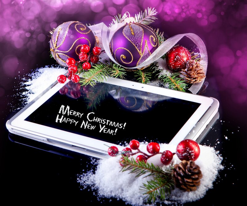 Tablet with Christmas Decor