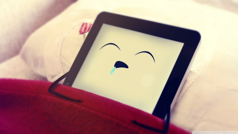 Tablet with Crying Face — White, Sleepy