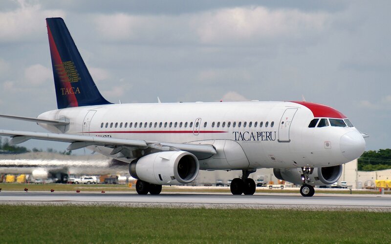 Taca Peru airplane on runway