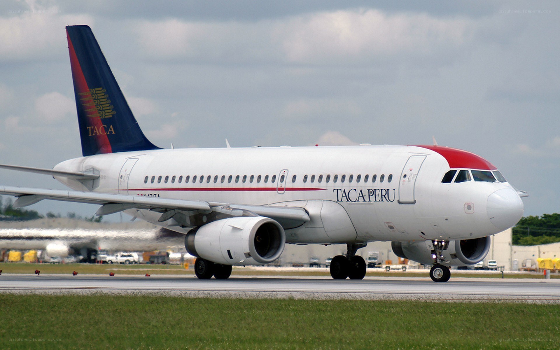 Taca Peru airplane on runway