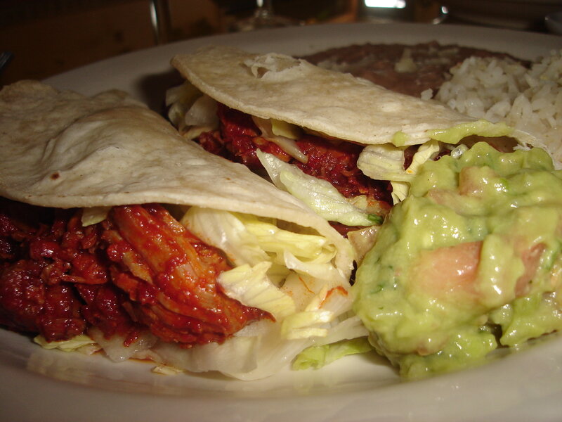 tacos with guacamole and rice