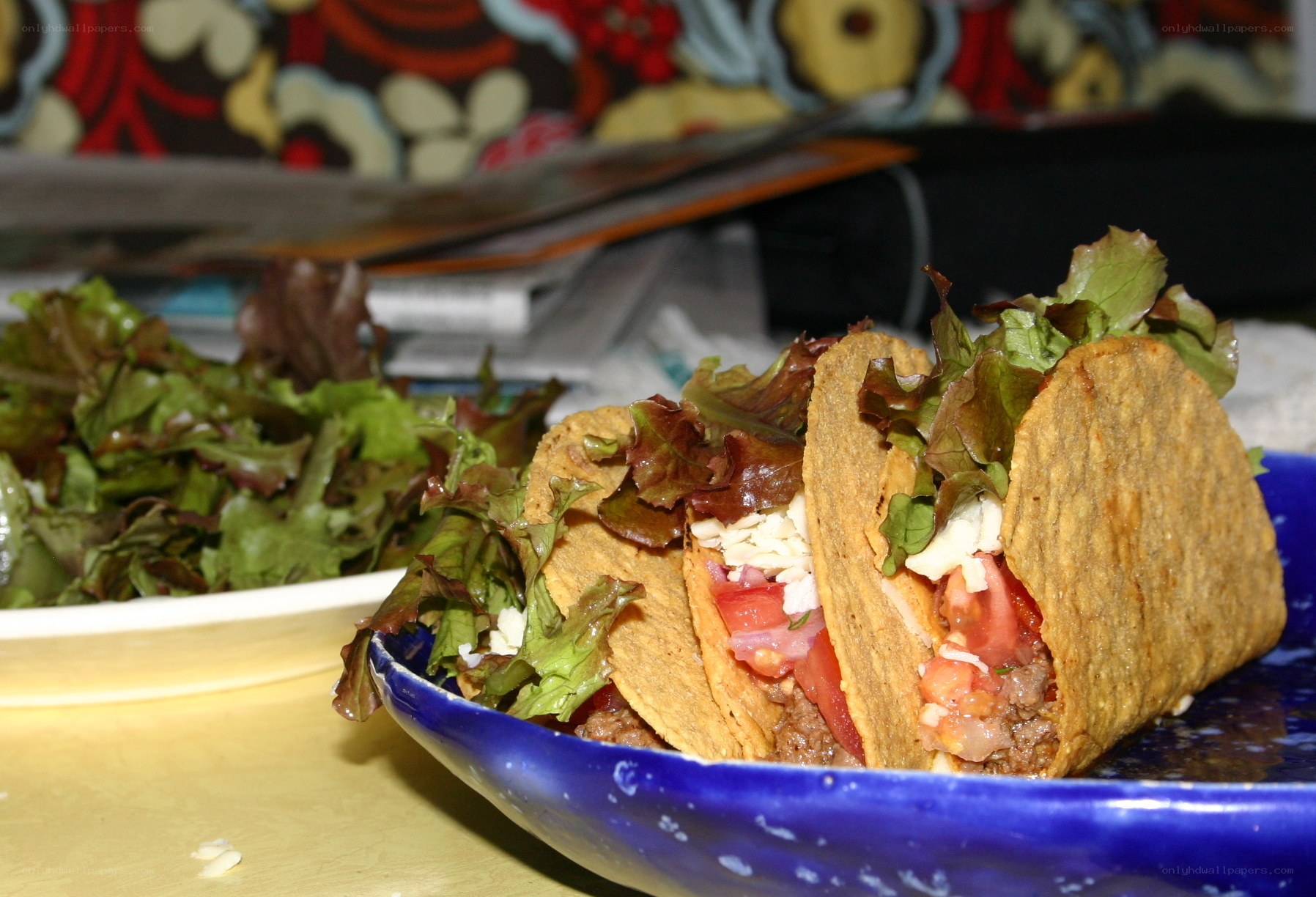Tacos with lettuce and salad