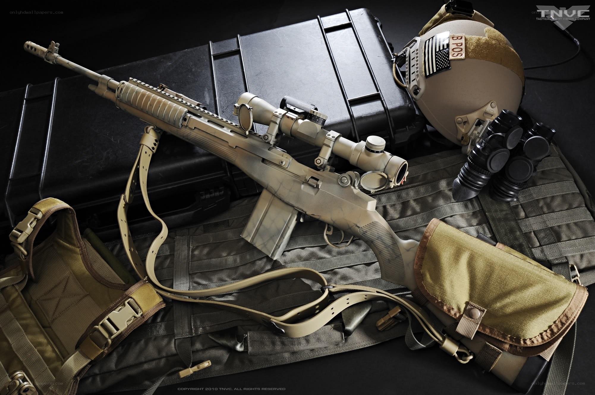 tactical rifle and gear