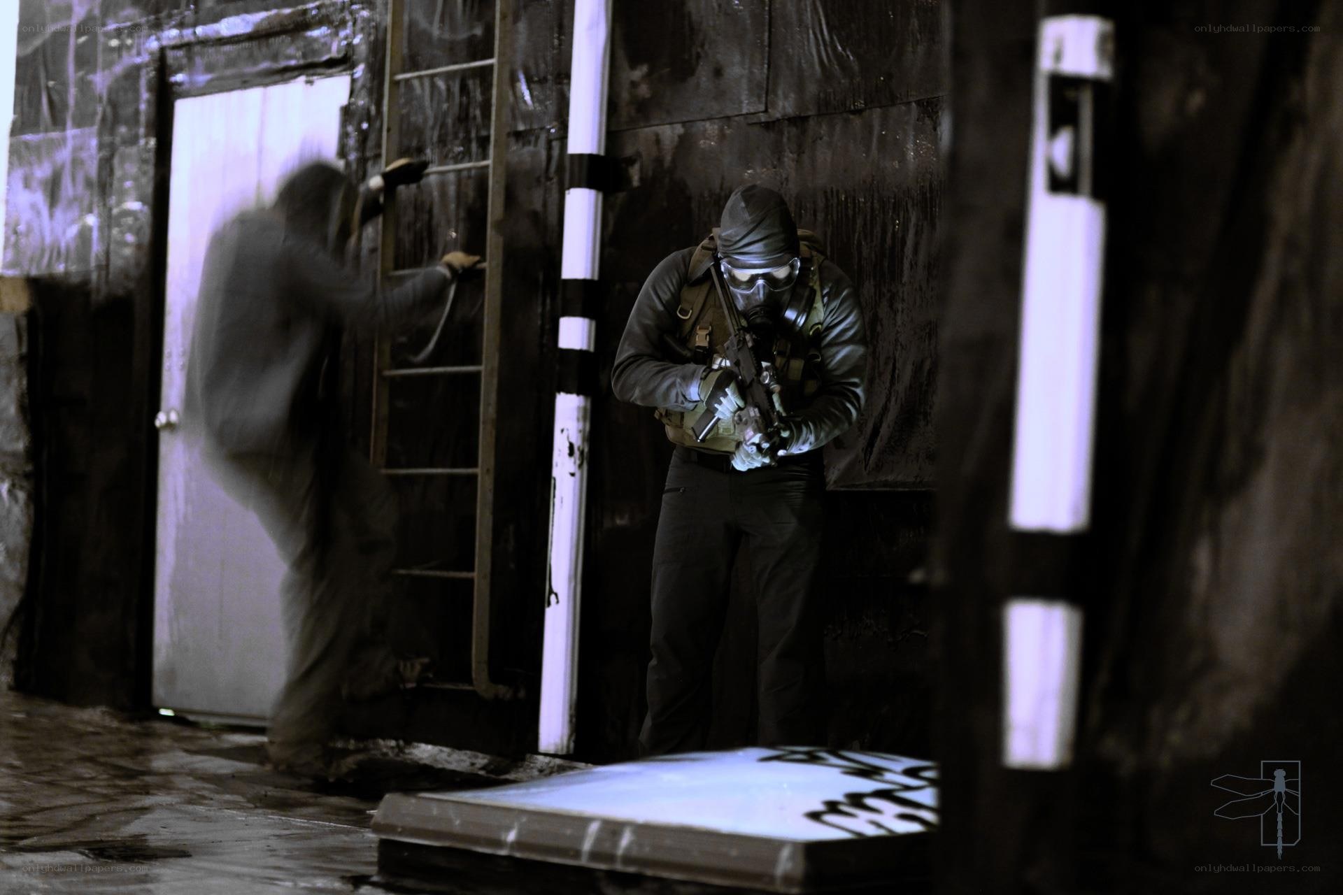 tactical team in dark corridor