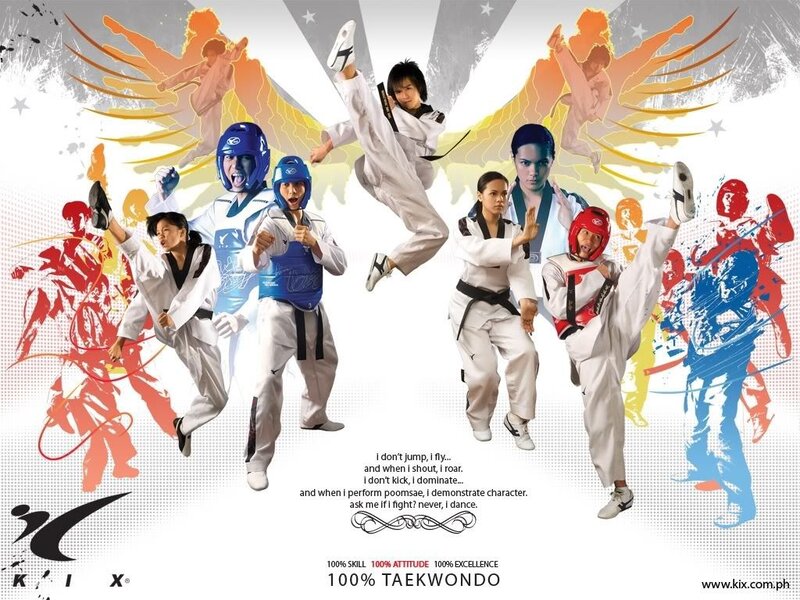 Taekwondo athletes in action
