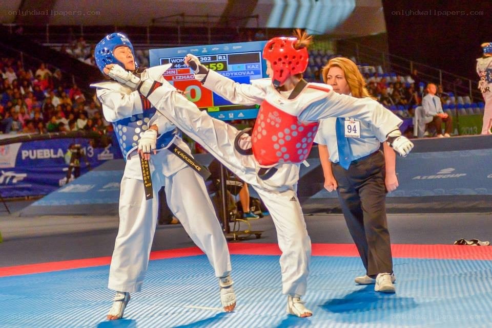 Taekwondo match in progress