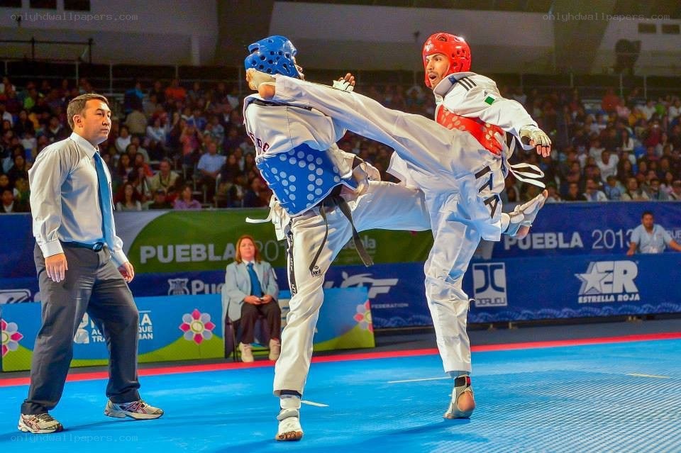 Taekwondo match in progress