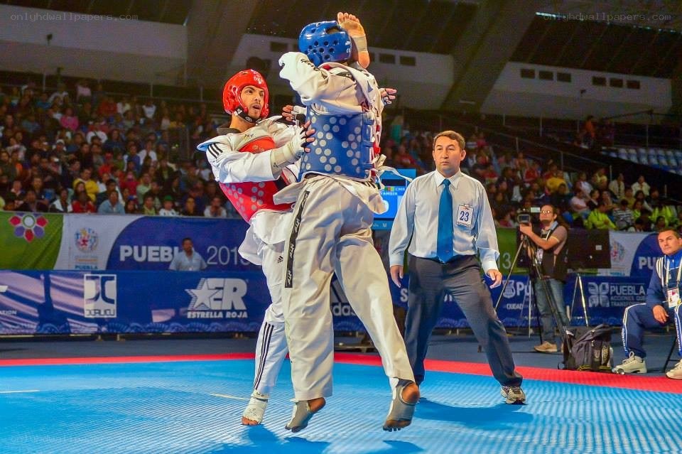 Taekwondo match in progress