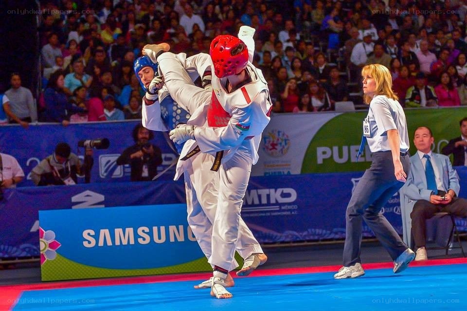 Taekwondo match in progress
