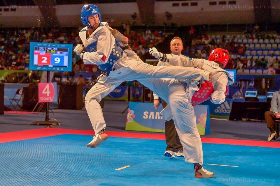 Taekwondo match in progress