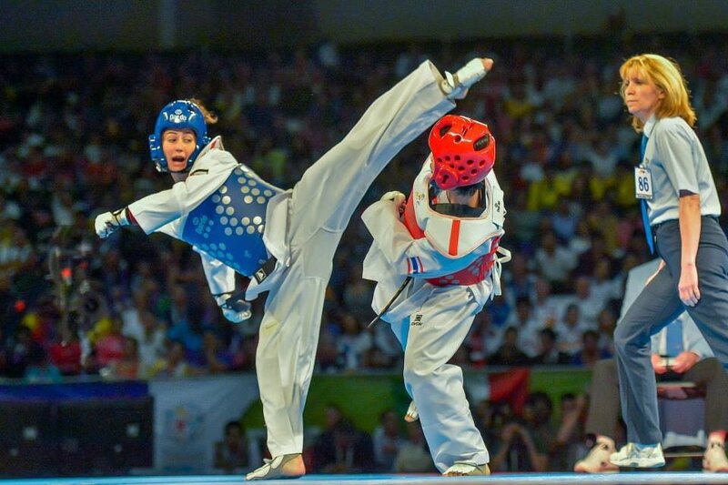 Taekwondo match in progress