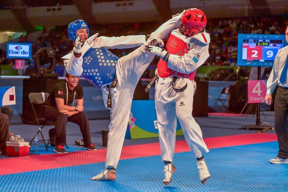 Taekwondo match in progress
