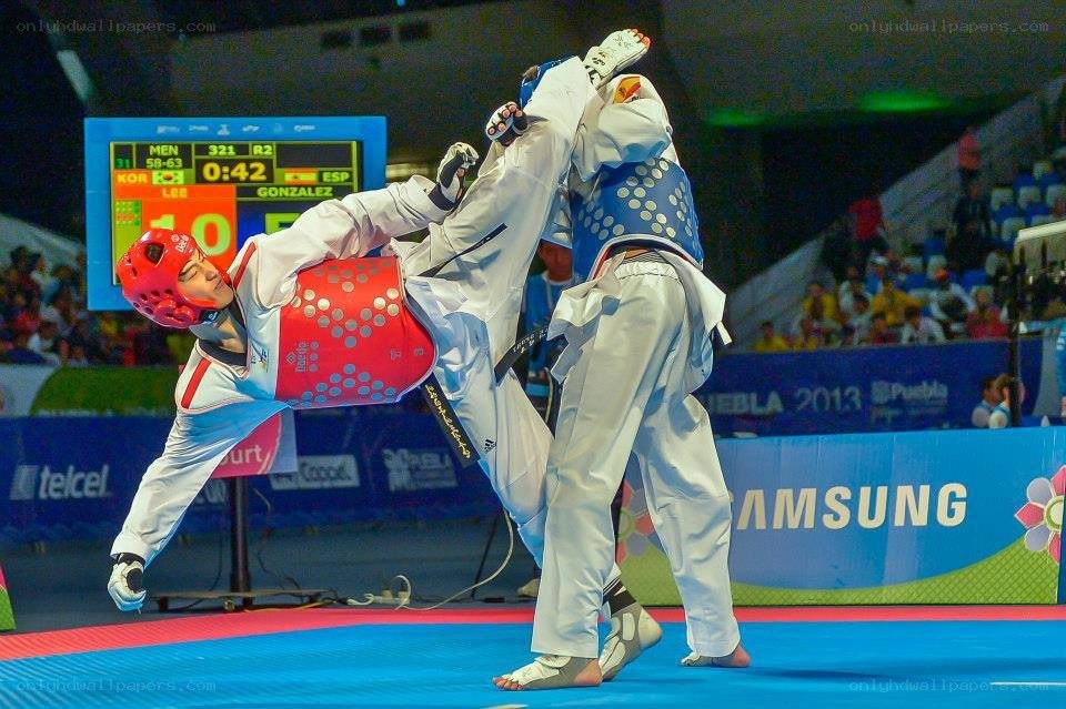 Taekwondo match in progress