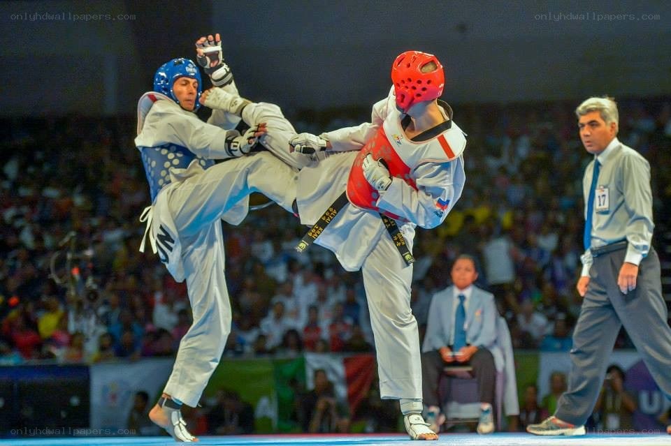 Taekwondo match in progress