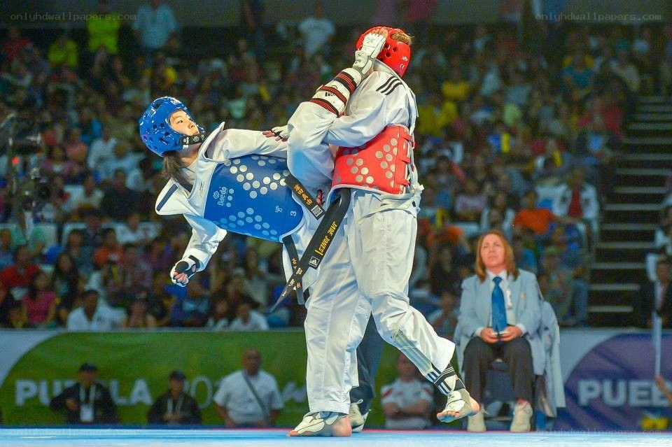 Taekwondo match in progress