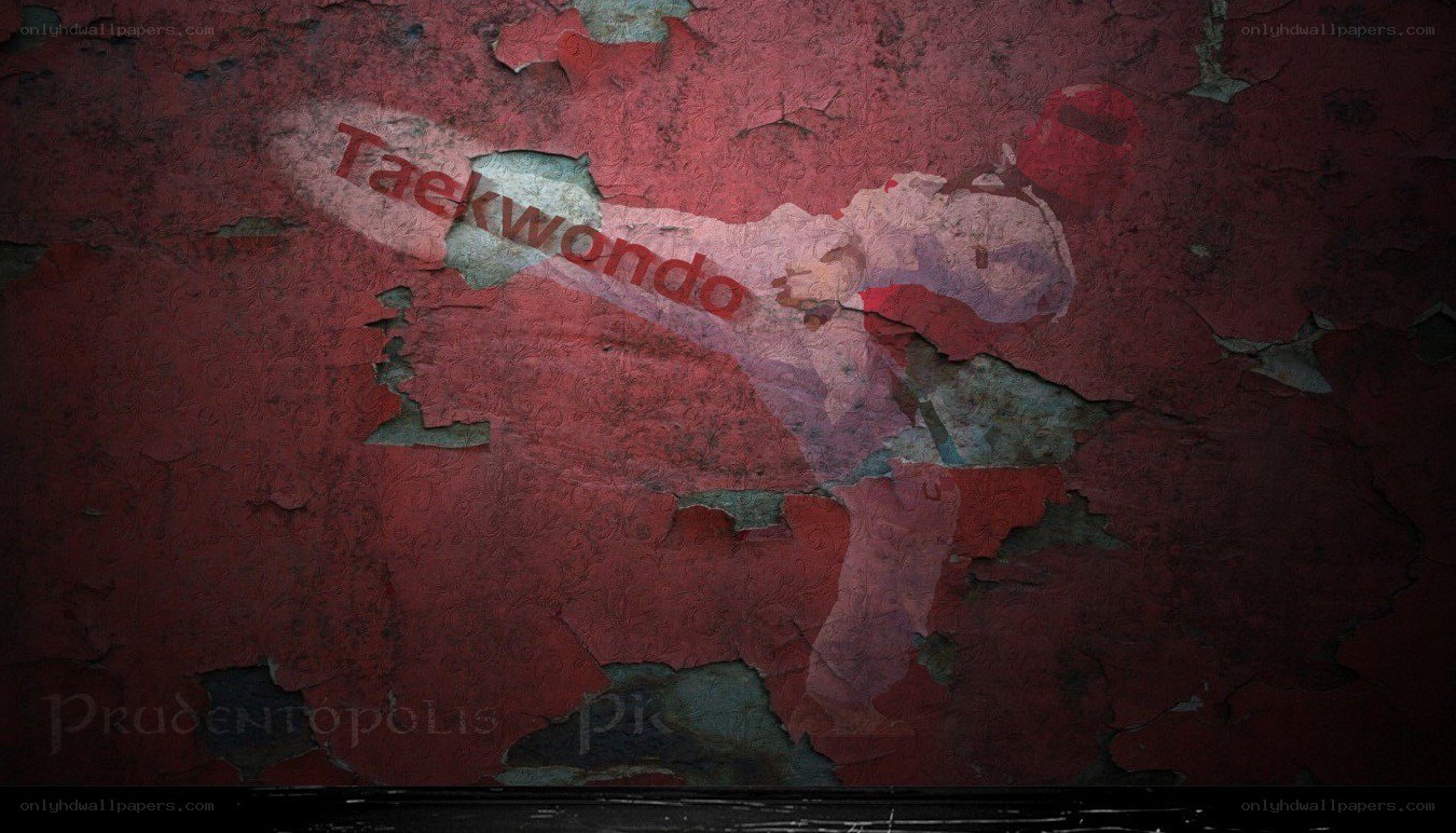 Taekwondo on a weathered wall