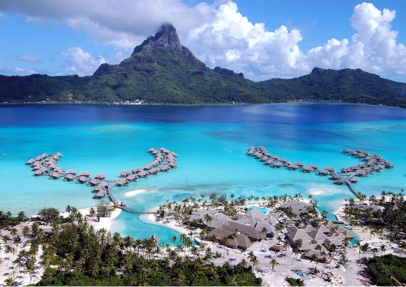 tahitian resort with overwater bungalows