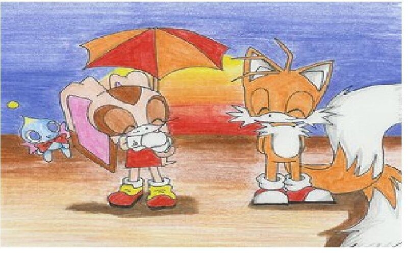 Tails and friends at the beach