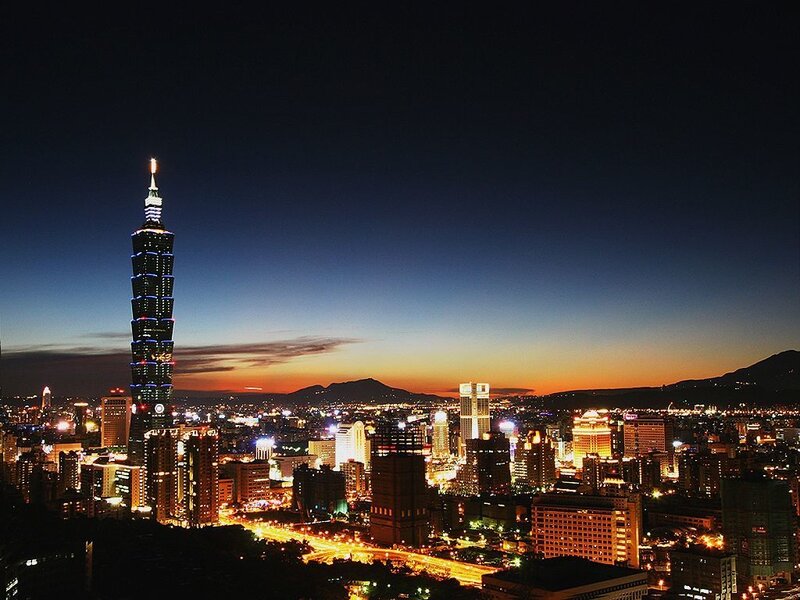 Taipei 101 at Dusk — Black, Dramatic, Sunset
