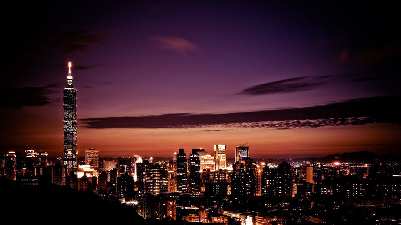 Taipei 101 at Dusk — Purple, Dramatic, Night