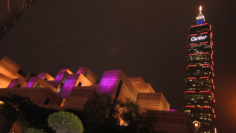 Taipei 101 at Night — Black, Dramatic