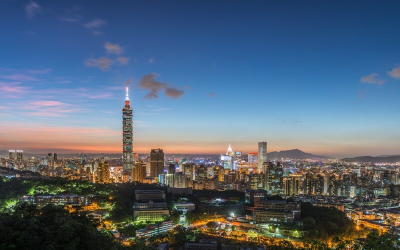 Taipei 101 Skyscraper — Blue, Serene