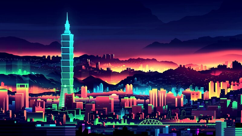 Taipei 101 Skyscraper — Cyan