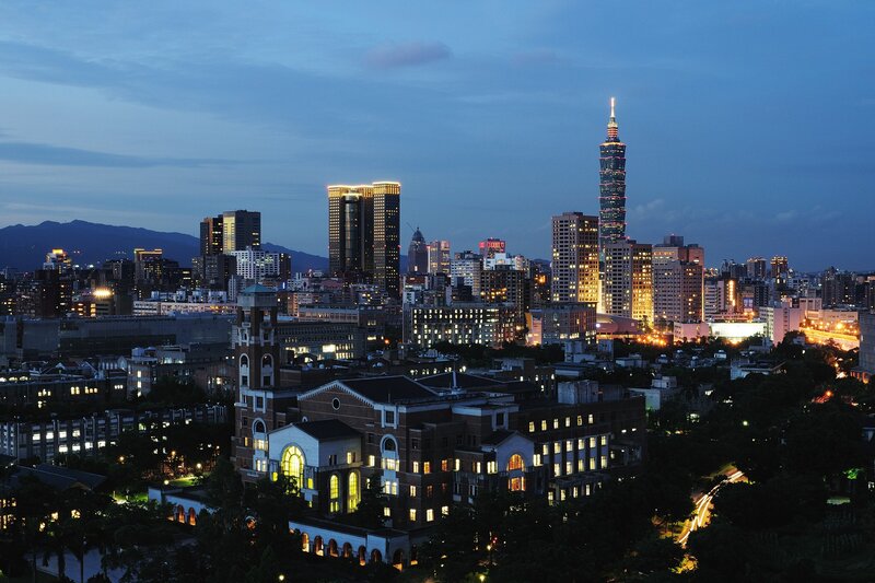 Taipei city skyline at dusk