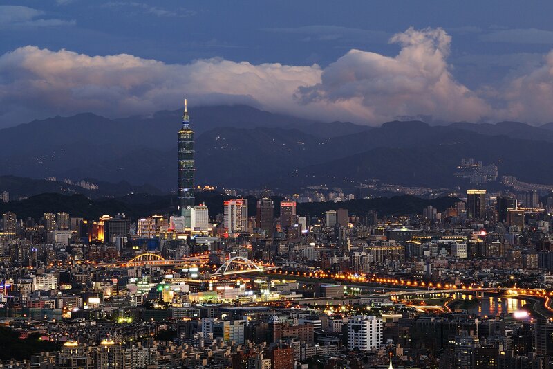 Taipei city skyline at dusk