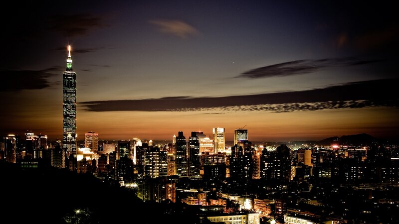 Taipei city skyline at dusk