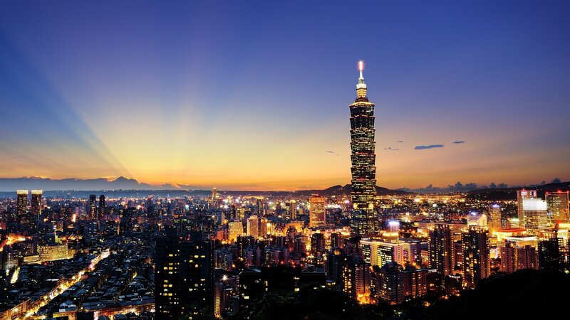 Taipei city skyline at dusk