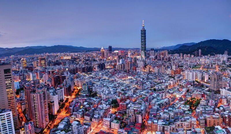 Taipei Cityscape at Dusk — Blue, Serene