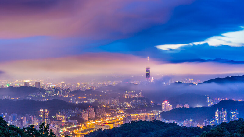 Taipei Cityscape at Dusk — Blue