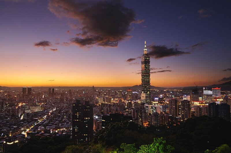 Taipei skyline at dusk