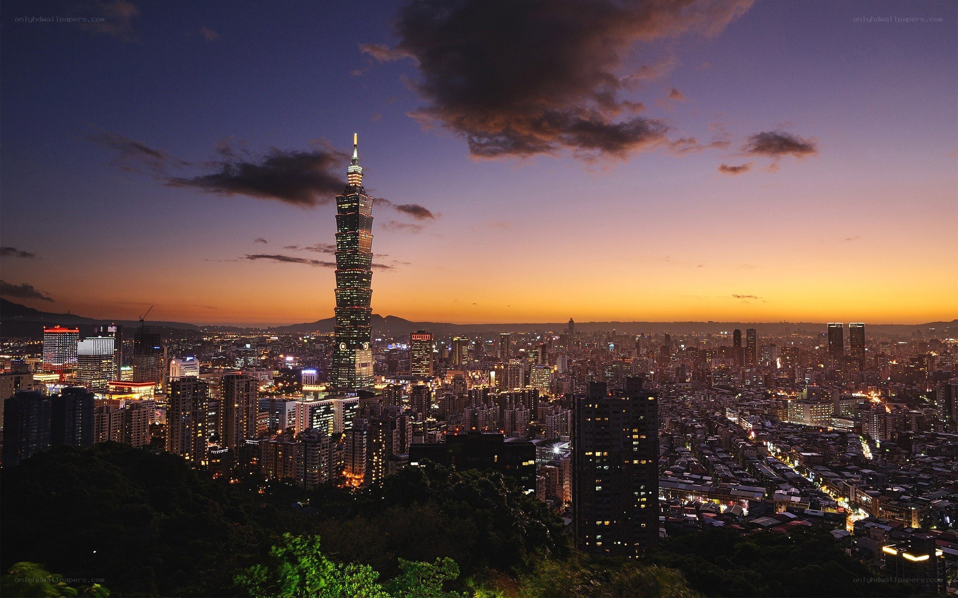 Taipei skyline at dusk