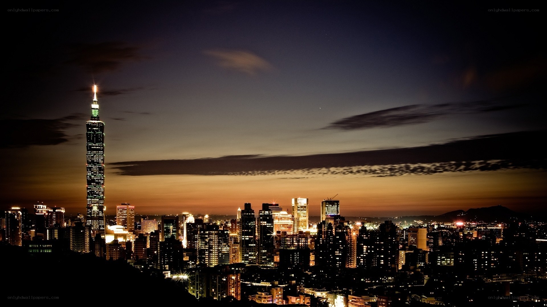 Taipei skyline at dusk