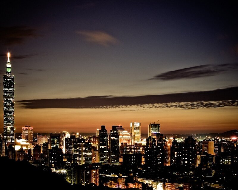 Taipei Skyline at Dusk — Black, Dramatic
