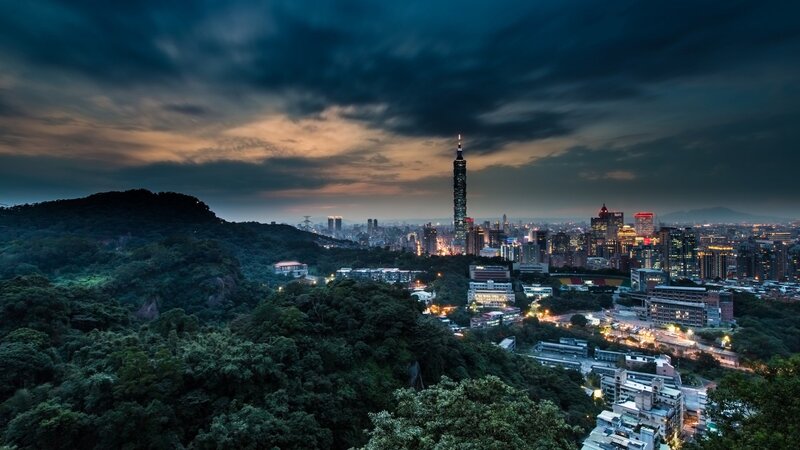Taipei Skyline at Dusk — Blue, Dramatic, Night