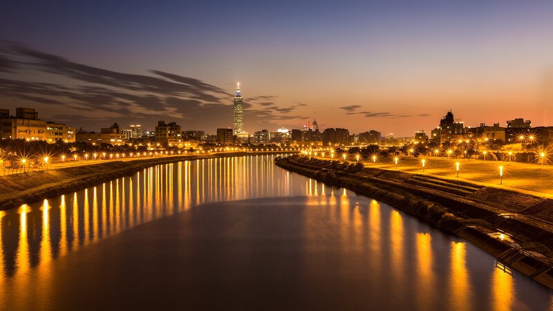Taipei Skyline at Dusk — Orange