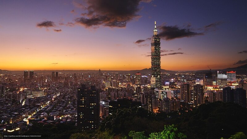 Taipei Skyline at Dusk — Purple