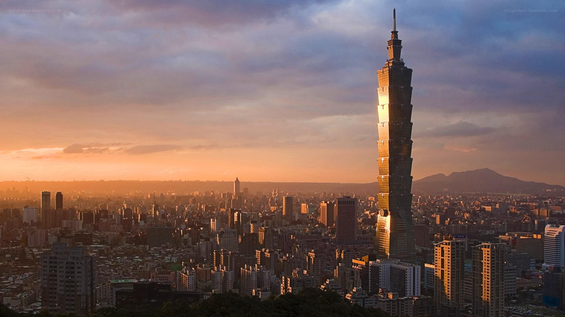 Taipei skyline at sunset